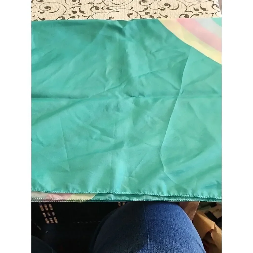 Newport Stripes Turquoise Scarf with Pastel Corner